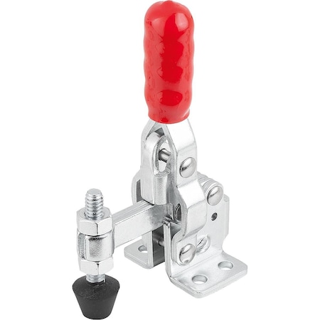 Kipp Toggle Clamp Vertical Mini, Horizontal Foot F1=800, Fixed Clamping Spindle M06X44, Steel Zinc Plated K1254.0800